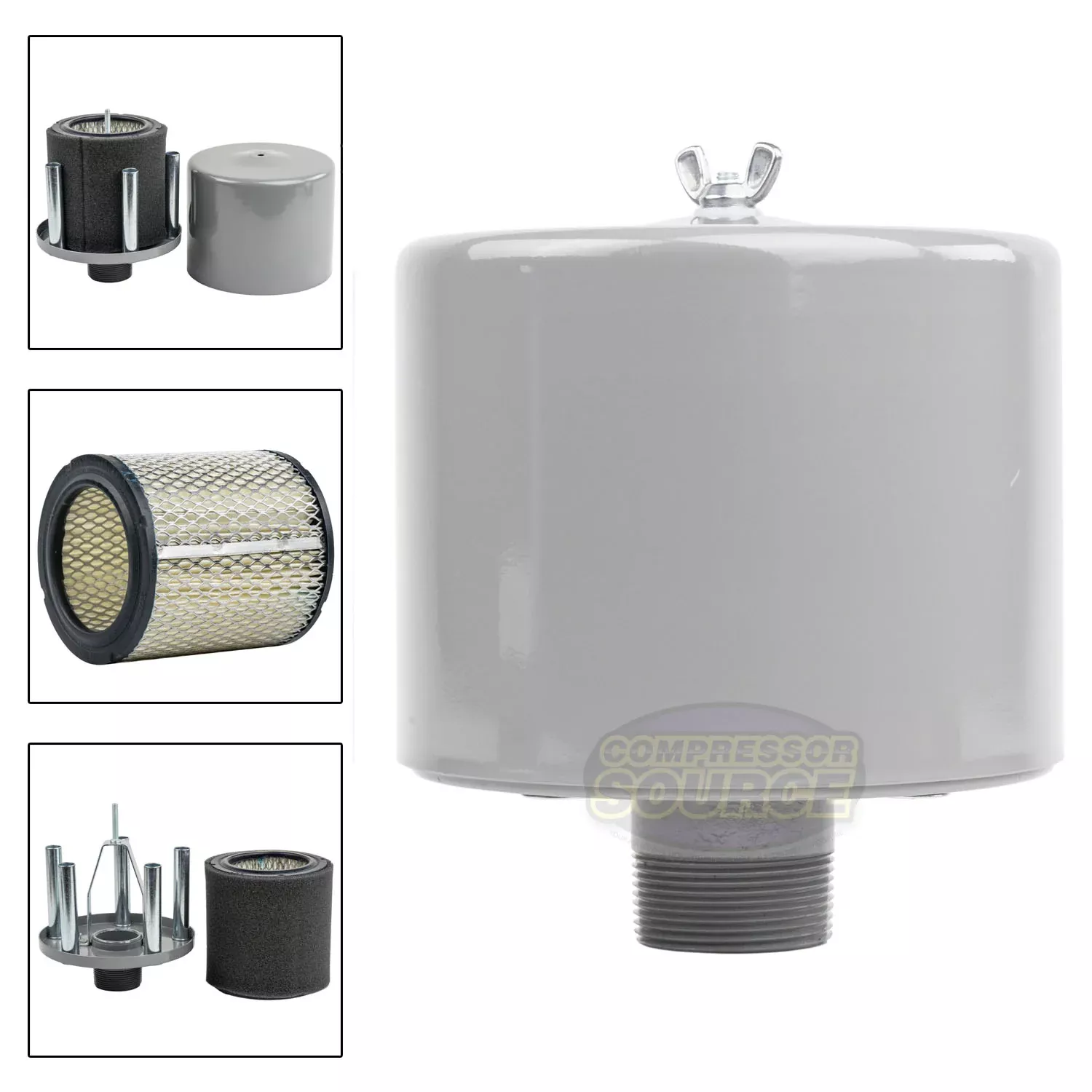 1-1/2" MNPT Metal Intake Filter / Silencer Housing with Element Made i