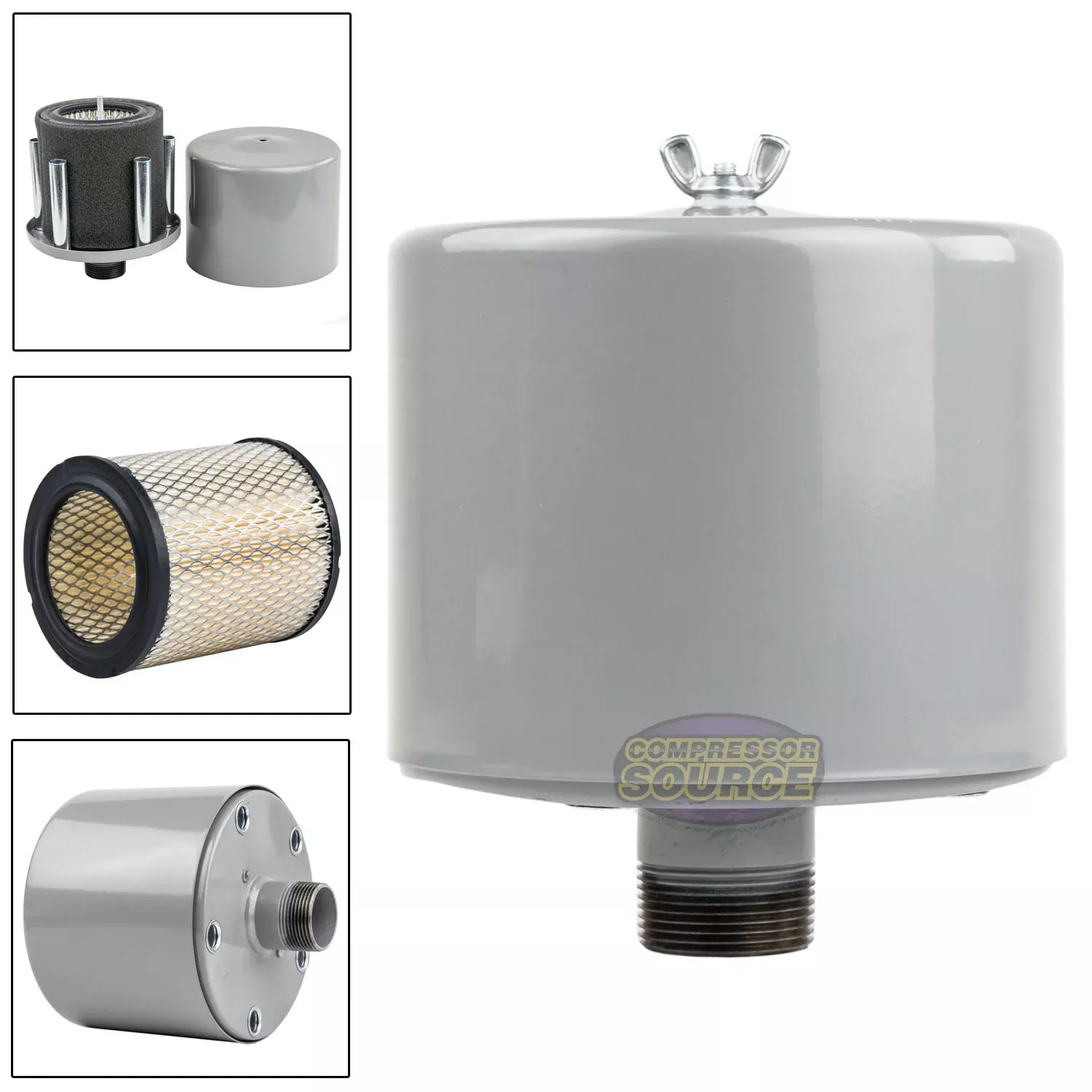 1-1/4" MNPT Metal Intake Filter / Silencer Housing with Element Made i