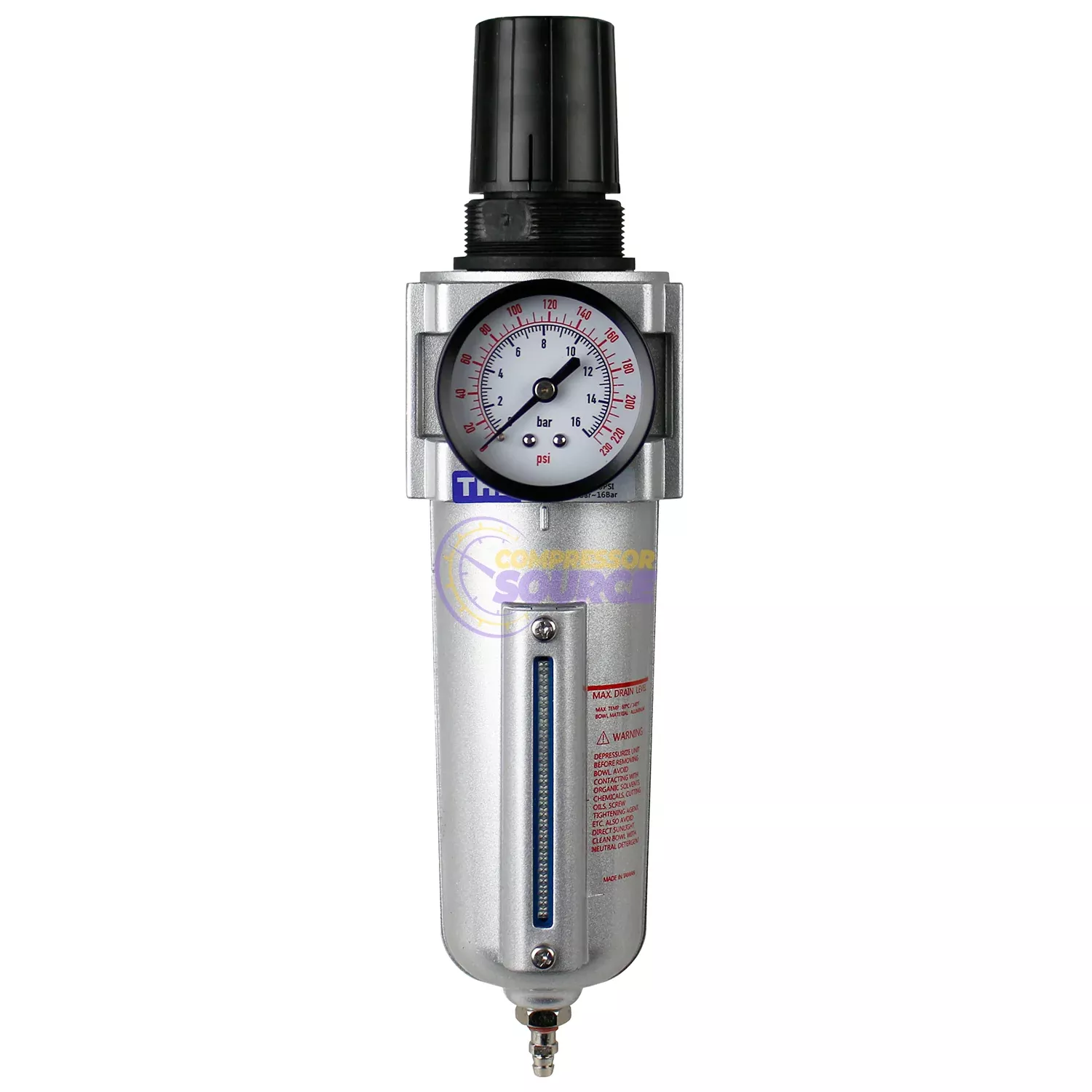 1/2" Air Compressor Regulator & Filter In Line Combo Pressure Gauge FR