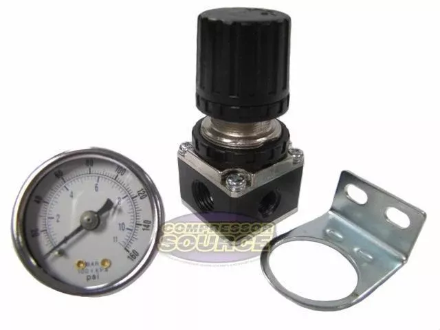 1/4" NPT Air Compressor Regulator 0 - 160 PSI Pressure Gauge Wall Moun