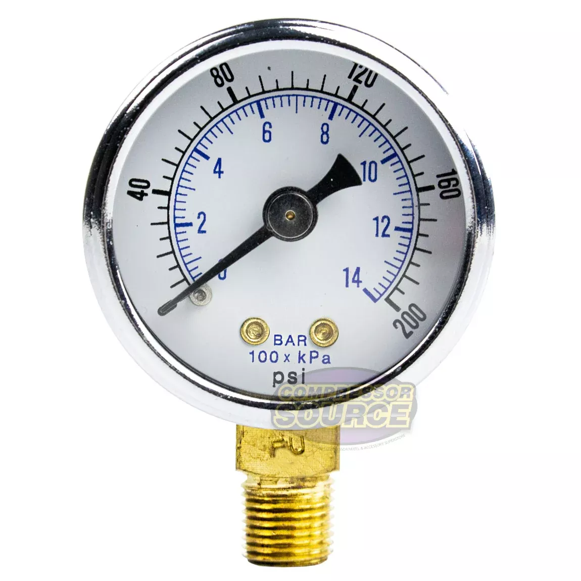 1.5" Face 1/8" NPT Pressure Gauge 0-200 PSI Side Mount