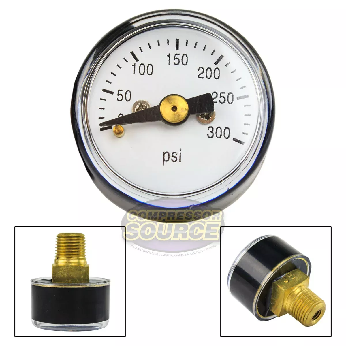 1/8" MNPT Mini / Micro Air Pressure Gauge 0-300 PSI 1" Face CBM Center