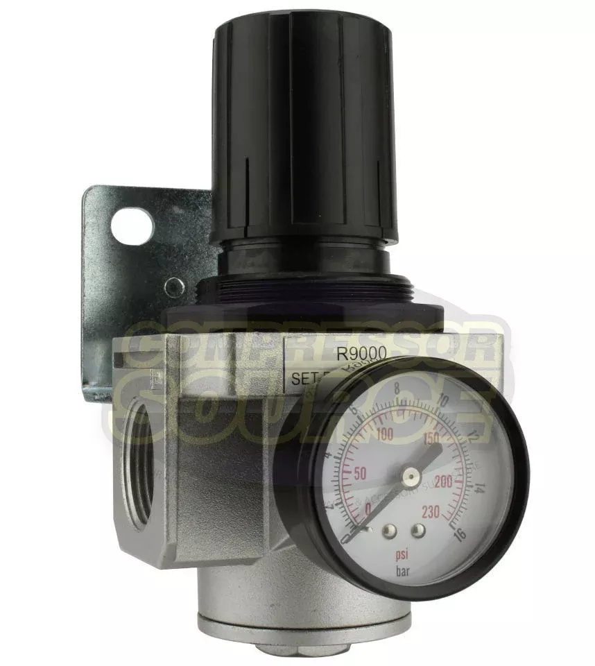 1" Air Compressor Pressure Regulator with Gauge and Wall Mounting Brac