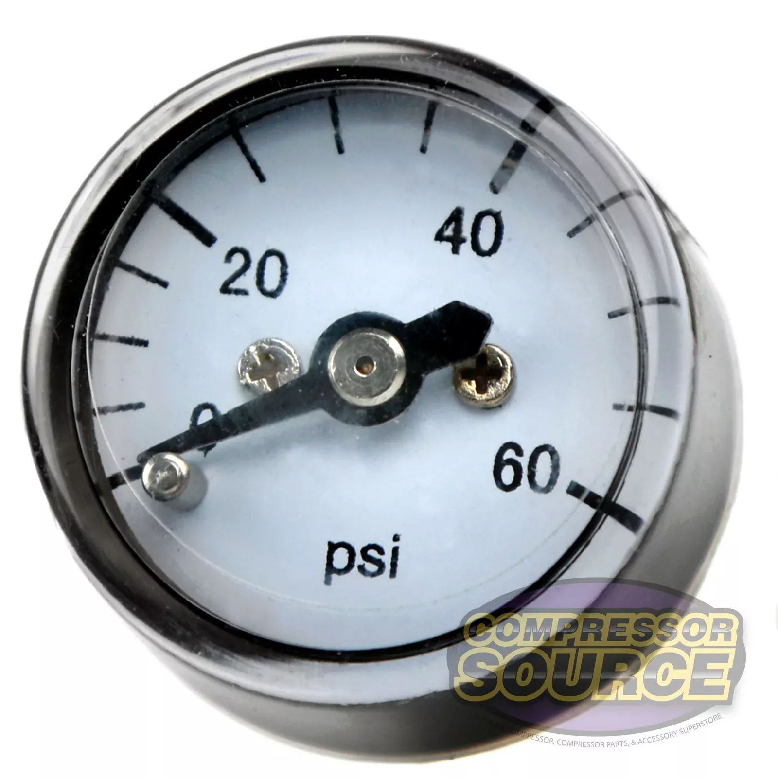 1" Face 0-60 PSI Micro Pressure Gauge 1/8" NPT Center Back Mount