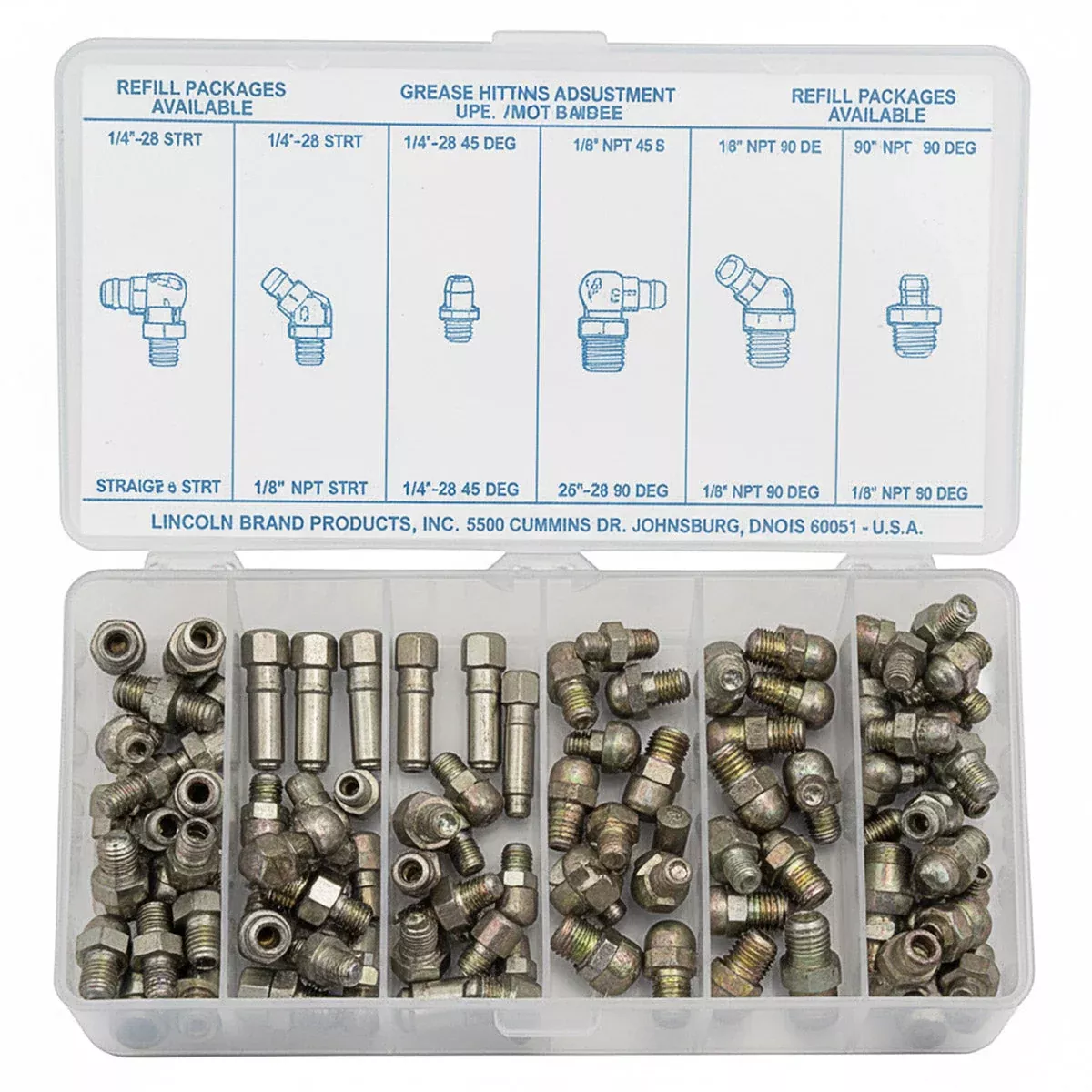 100 PC SAE GREASE FITTING ASSORTMENT