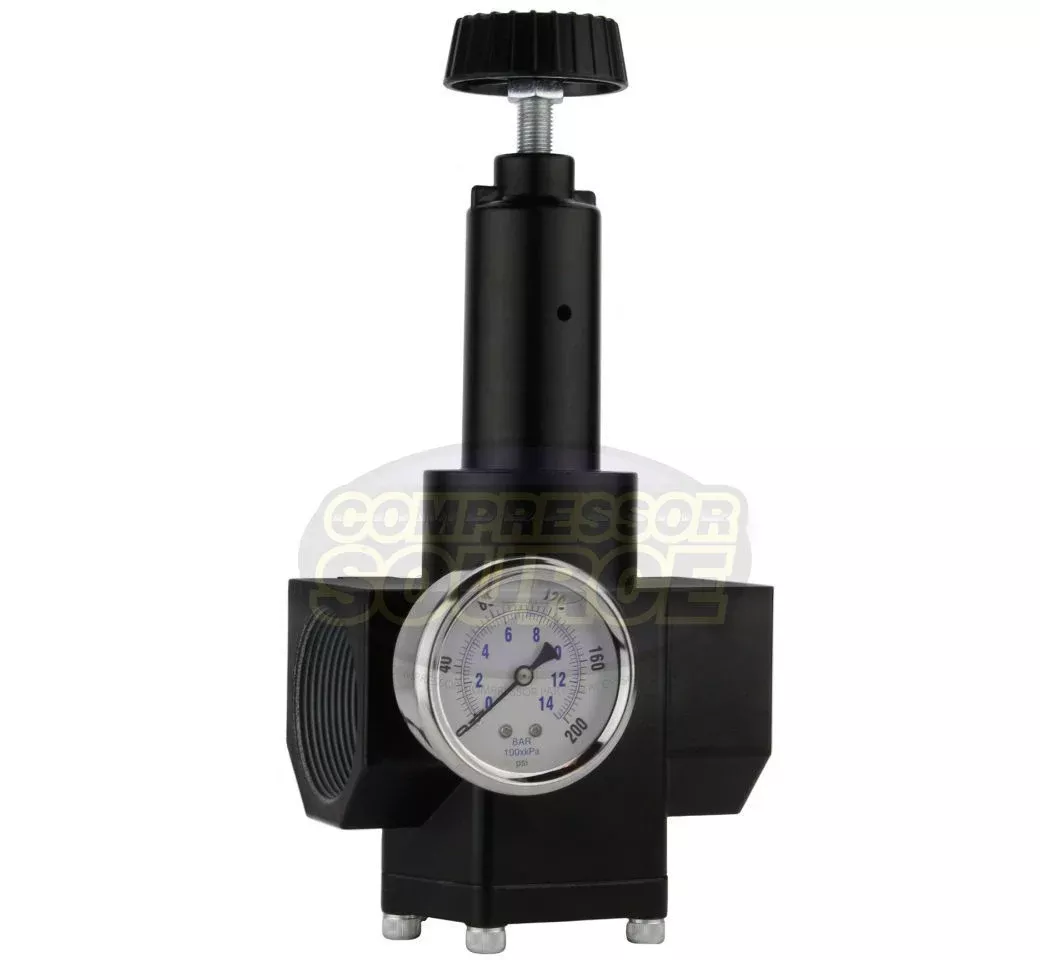 2" Air Compressor Pressure Regulator 200 PSI Liquid Filled Gauge