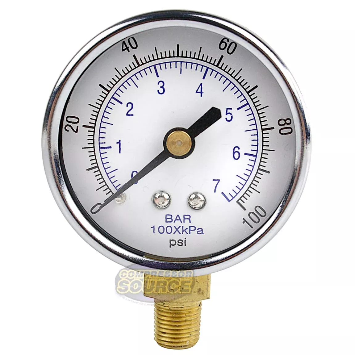2" Face 0 - 100 PSI 1/8" NPT Pressure Gauge Lower Side Mount WOG 101D-