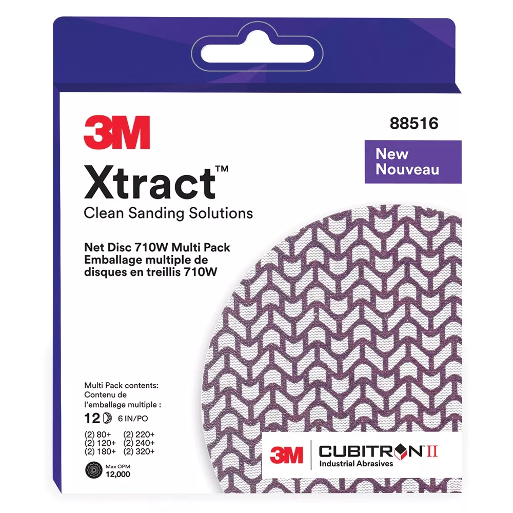 3M™ Xtract Cubitron™ II 710W 6'' Dia. Net Disc Multi-Pack (2 Each: 80-, 120-, 180-, 220-, 240-, 320-Grit)