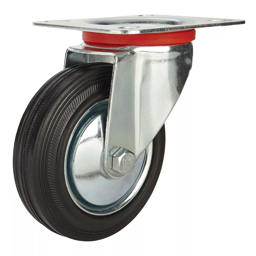 4'' 155-lb. Steel-Hub Rubber Caster