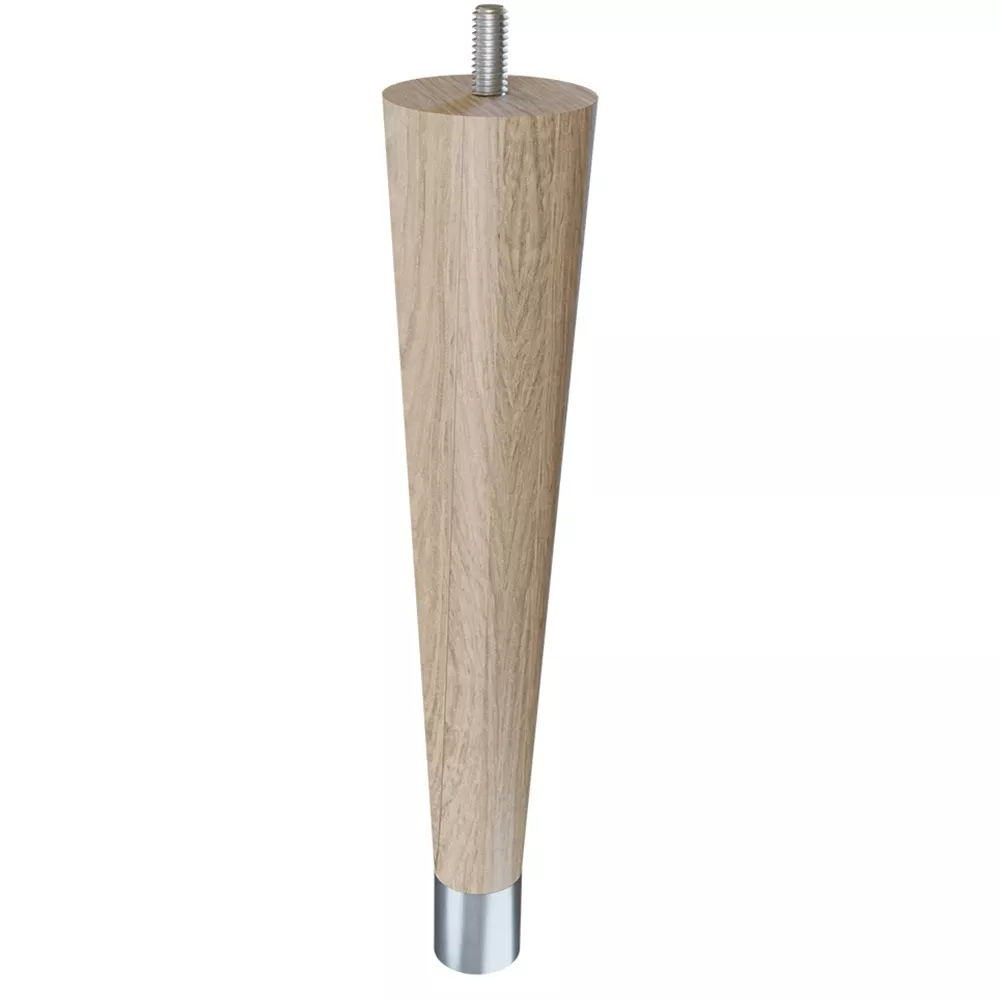 9'' Unfinished Turned White Oak Legs with Metal Feet