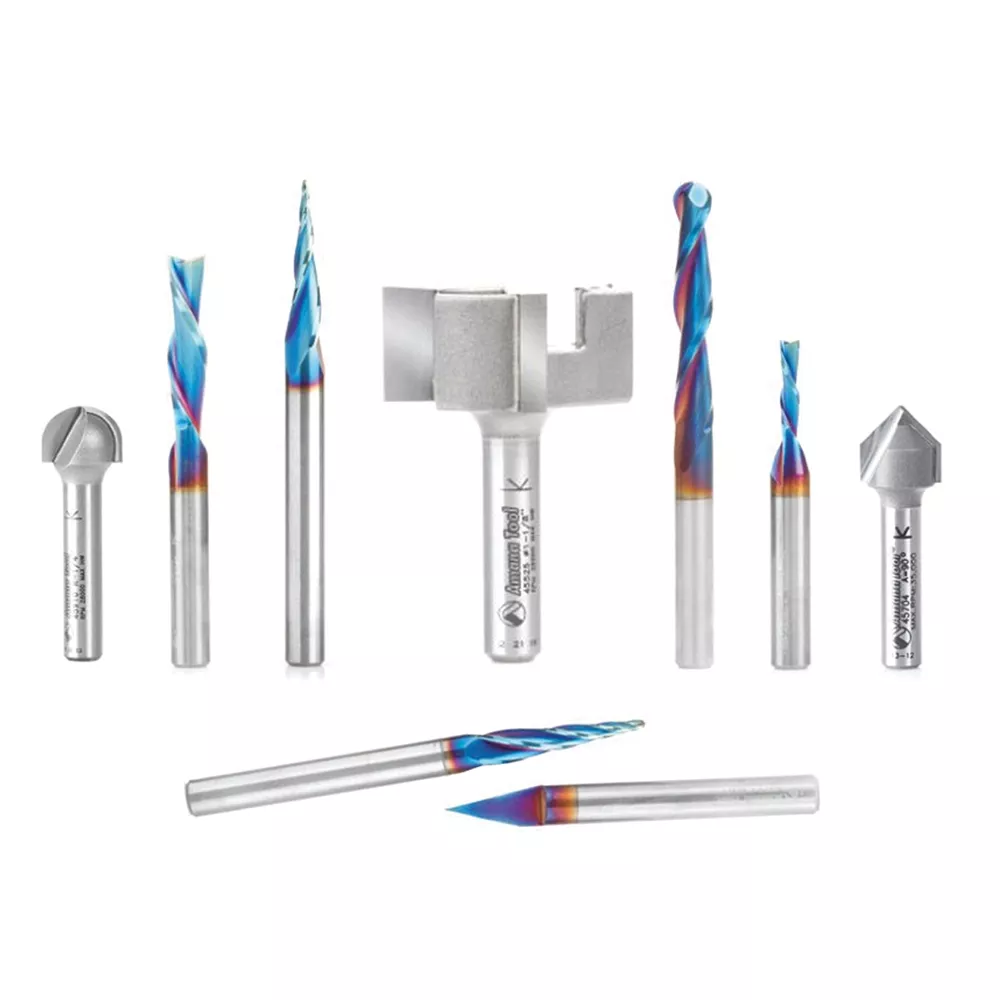 Axiom 9-Piece CNC Router Bit Set by Amana Tool (for Iconic Series)