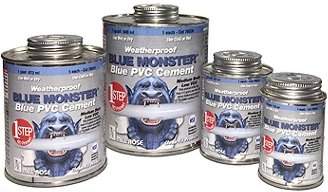Blue Monster 76035 Weatherproof 1-Step Clear PVC Cement, 16 oz.