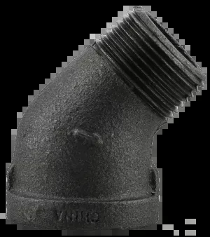 Boshart 2-BLSE4-10 1" Black Malleable Iron Street 45° Elbow, Class 150