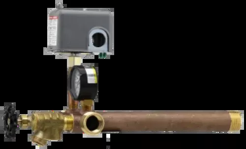 Boshart TFP-2TK252M4CVNL 1" x 10" Solid Brass Pressure Tank Tee Package, 30-50 PSI, Lead Free