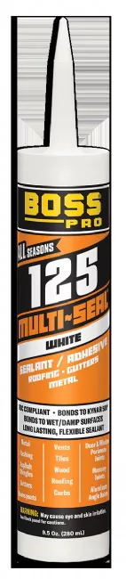 Boss Products 125 Multi-Seal Building Construction Sealant, 10.1 oz Cartridge, Translucent