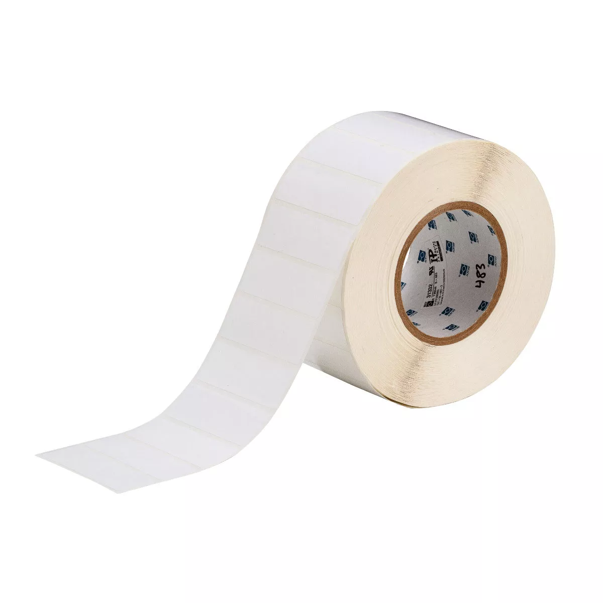 Brady THT-18-423-3 Glossy Polyester Labels, 1" H x 3" W, Roll of 3000 Labels, White