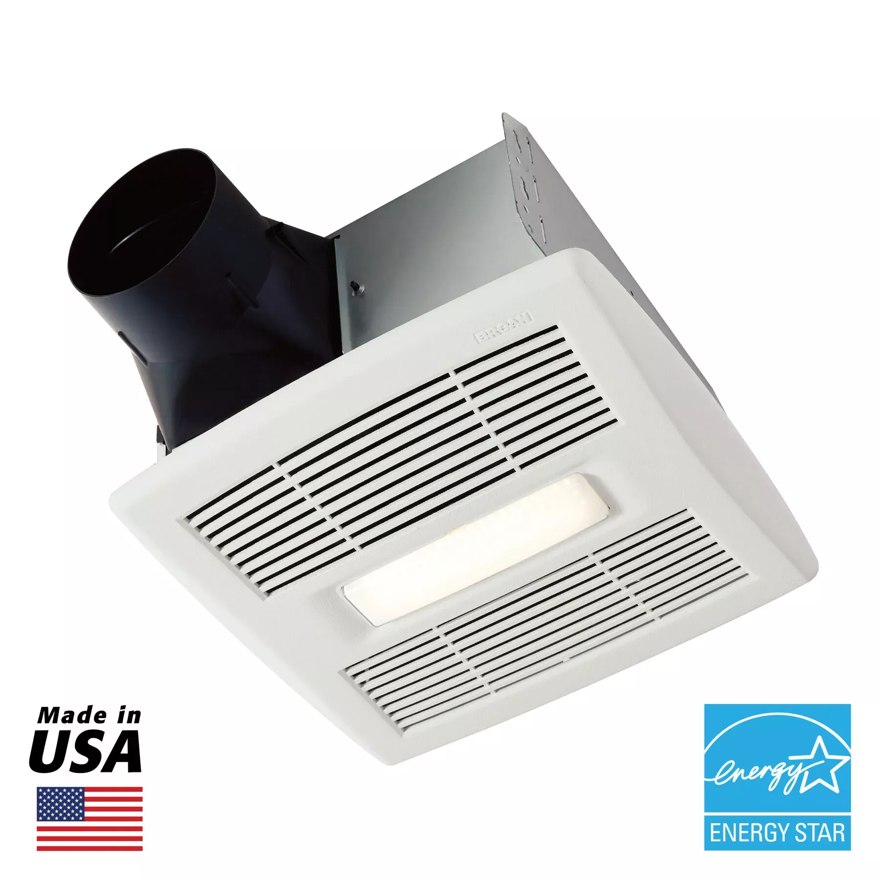 Broan-NuTone AE110L Flex Series 110 CFM Ceiling Roomside Installation Bathroom Exhaust Fan with Light