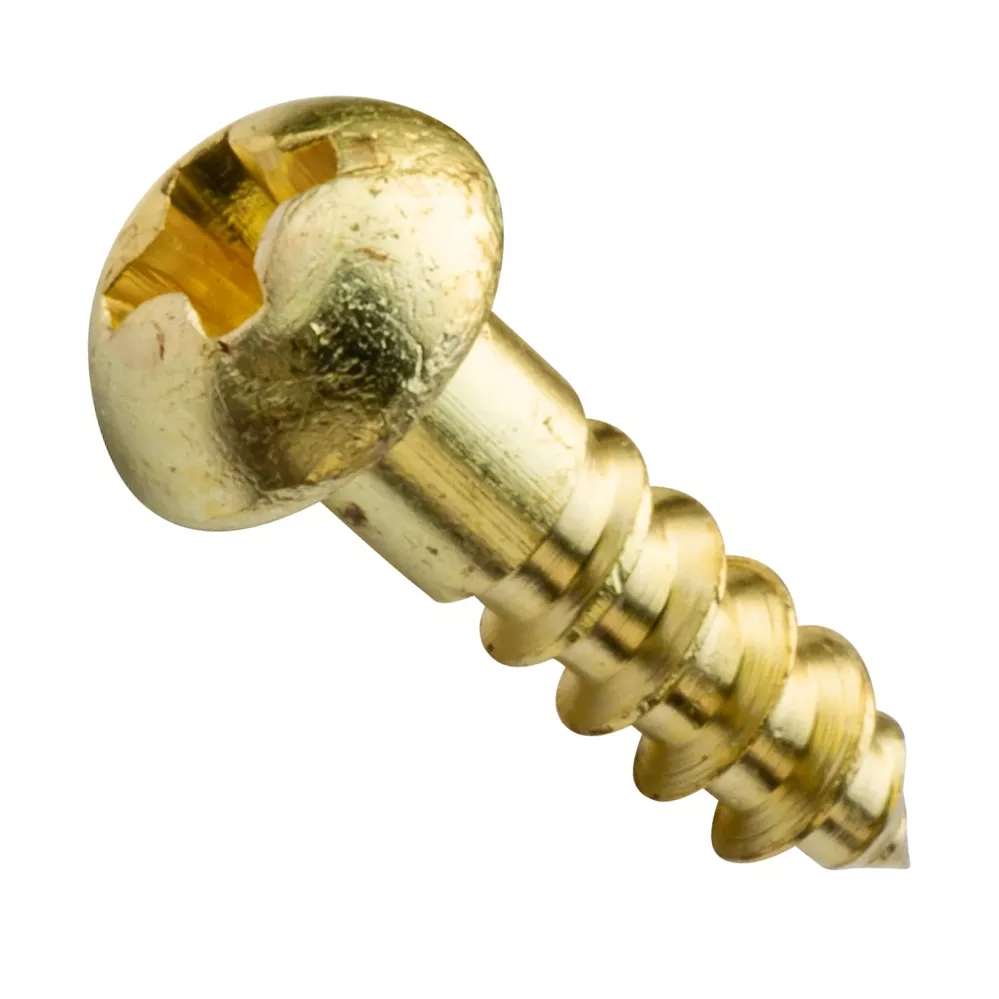 Centerline #6 x 1/2'' Round Head Phillips Wood Screws, Solid Brass, 50-Pack