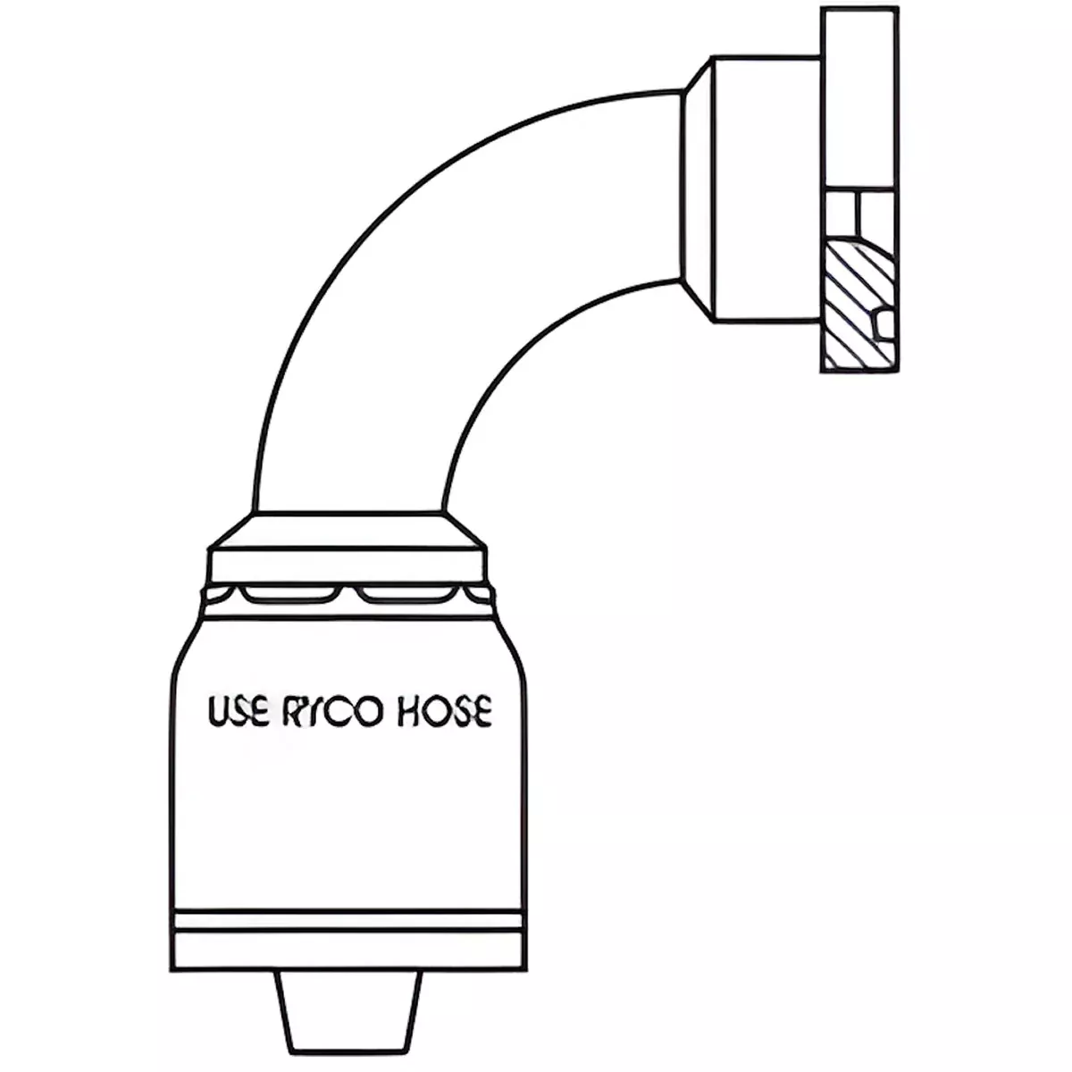 CODE 61 FLANGE 90 DEGREE BEND WITH 1 INCH THREAD FOR 1 INCH HOSE