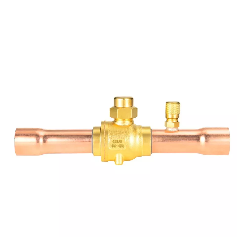 Copeland White-Rodgers 081067 BVSS-012T 1/2" ODF Refrigeration Ball Valve w/ Access Valve & Brass Locking Seal Cap