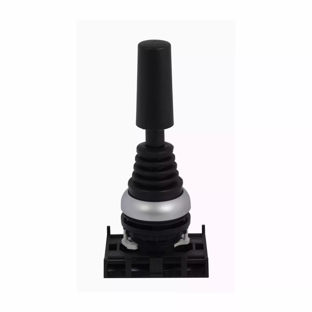 Cutler-Hammer M22-WJ2V M22 pushbutton joystick operator, 22.5 mm, Momentary, Non-illuminated, Bezel: Silver, Button: Black, IP67, IP69K, NEMA 4X, 21, Two-position, Vertical