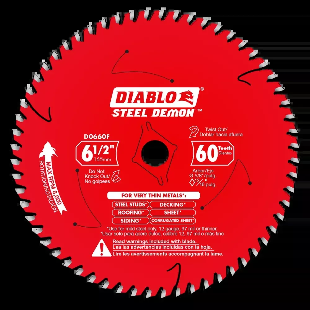 Diablo Tools D0660F 6-1/2 in. x 60-Tooth Saw Blade for Very Thin Mild Steels