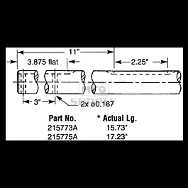 Differential Output Shaft. 1" diameter w/splines. 15.73" long