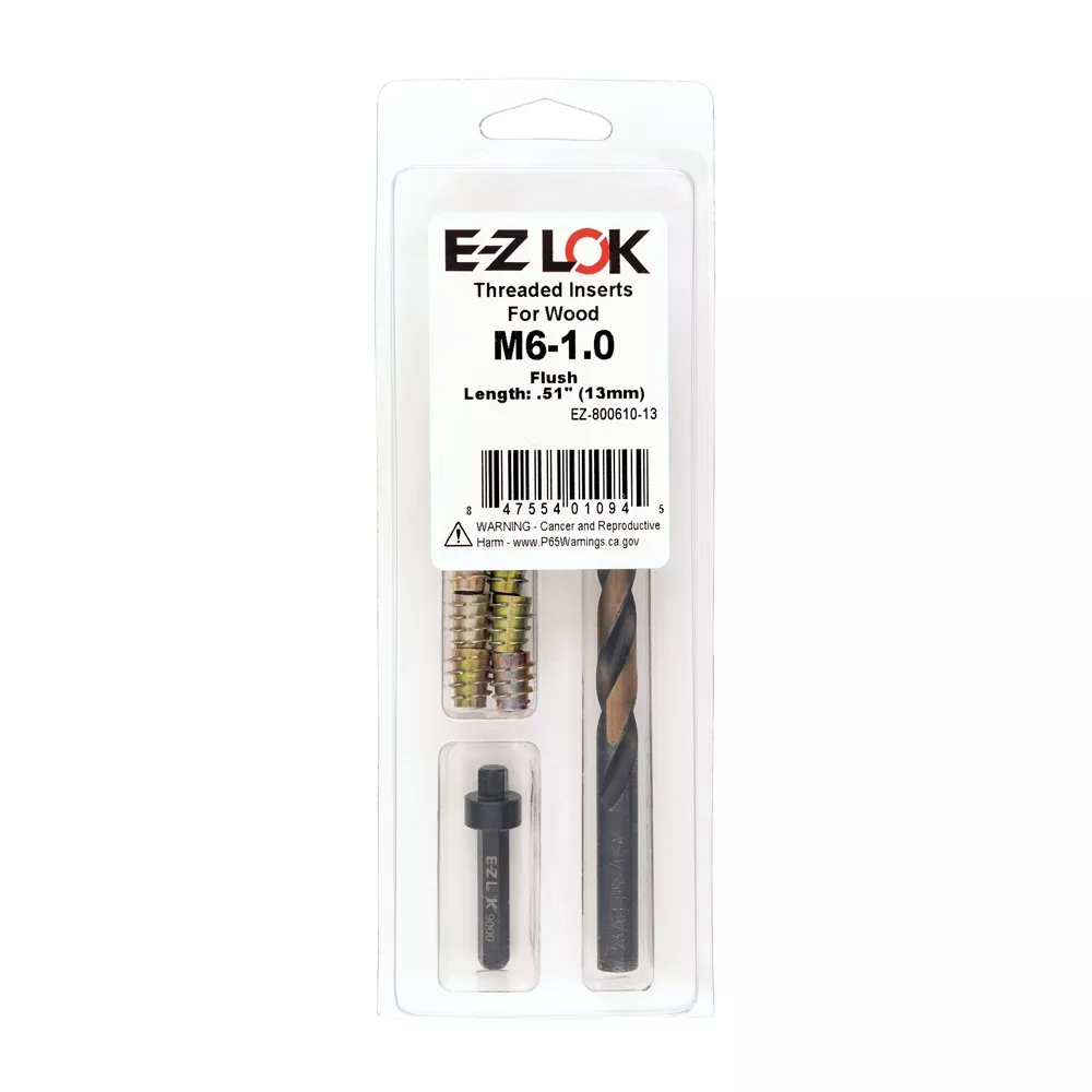 E-Z Hex Threaded Insert Kit for Soft Wood, Flush Top