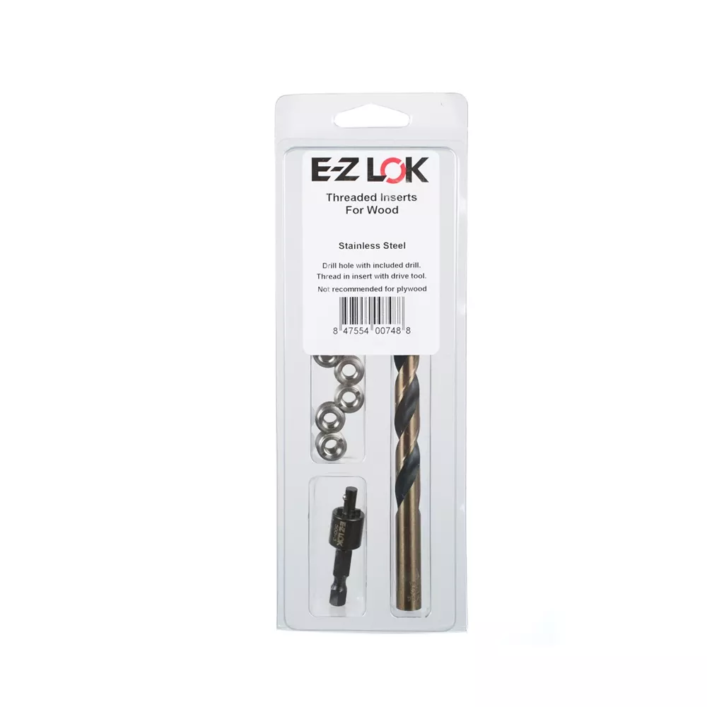 E-Z Knife Threaded Insert Installation Kit for Hard Wood - Stainless - 8-32