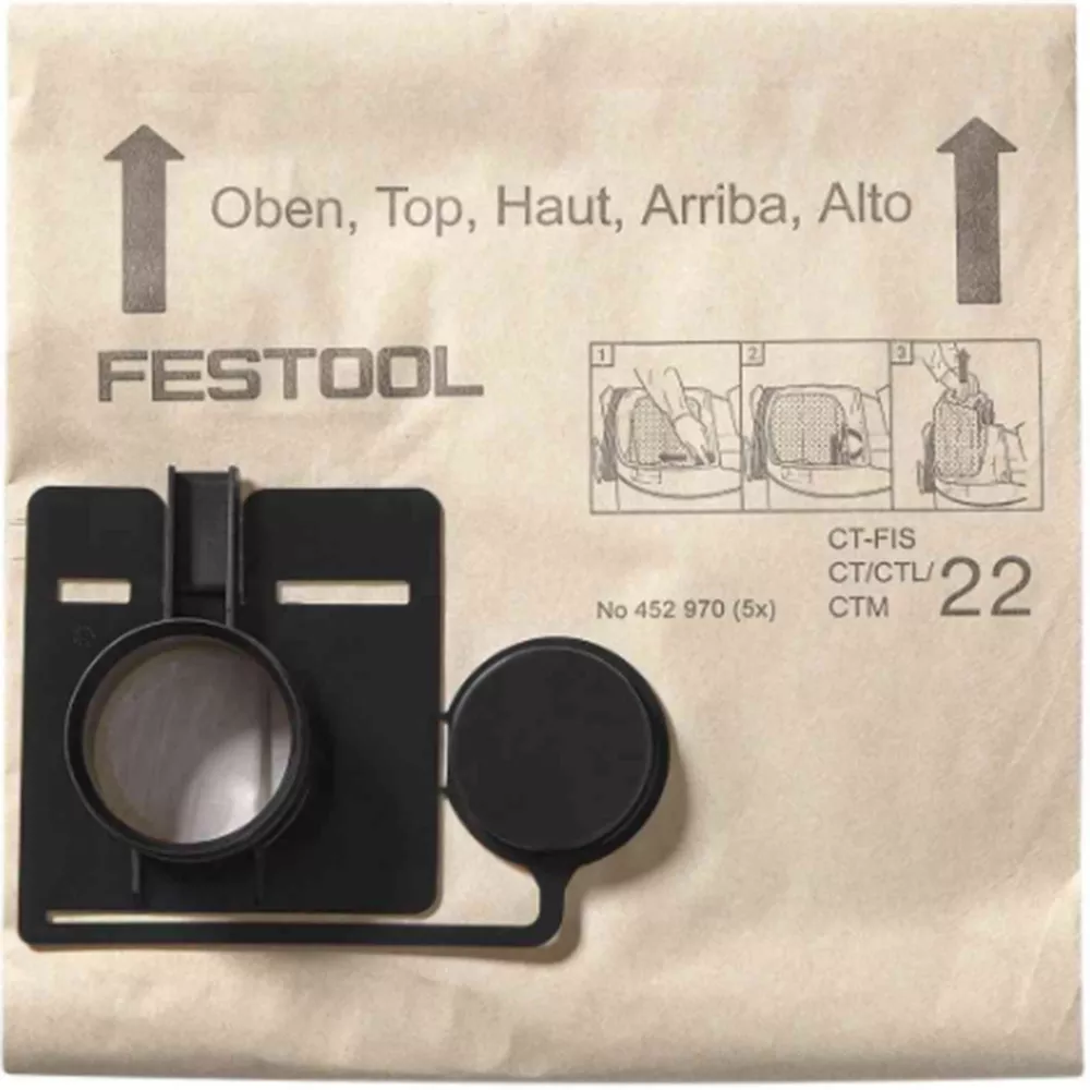 Filter Bags (452971) for Festool CT 33 Dust Extractor, 5-pack