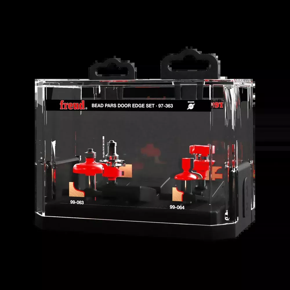 Freud 97-363 3 Piece Premier Adjustable Bead Door Edge Router Bit Set