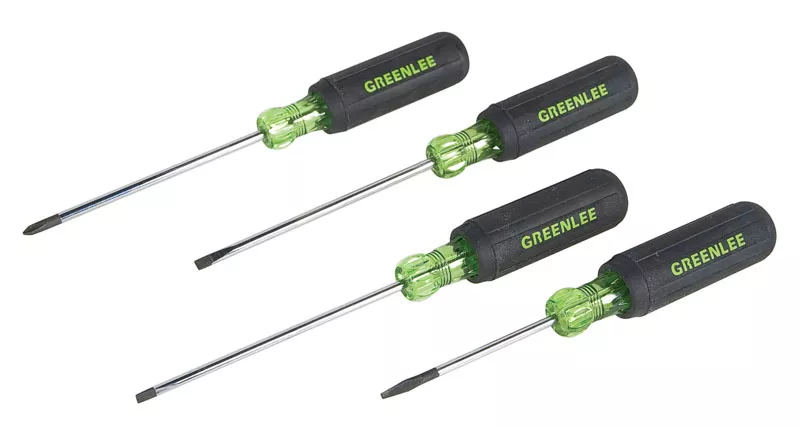 Greenlee 0153-03C 4-Piece Green/Black Hardened Steel Cabinet/Keystone/Phillips Screwdriver Set