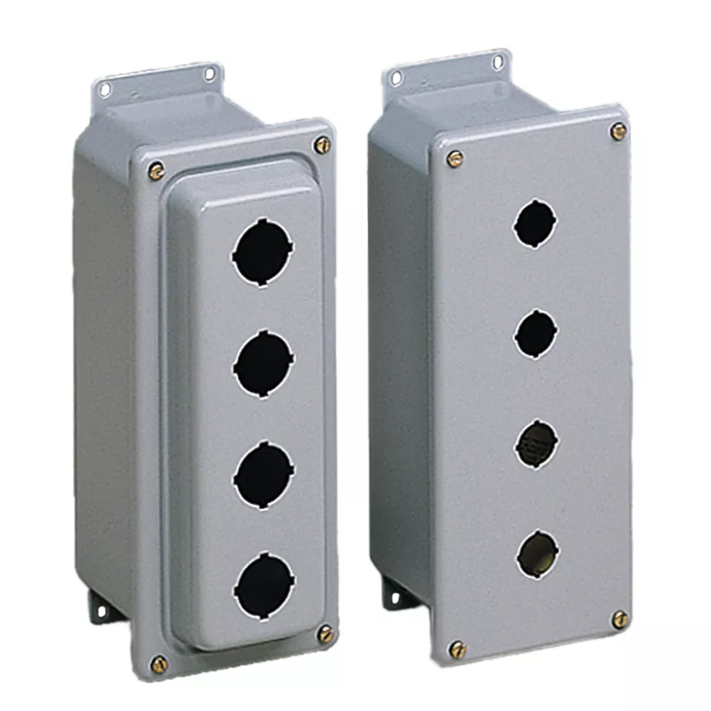 Hoffman ED2PBX Drawn Pushbutton Enclosures, Type 4, 2PB x 30.5mm, Gray, Steel