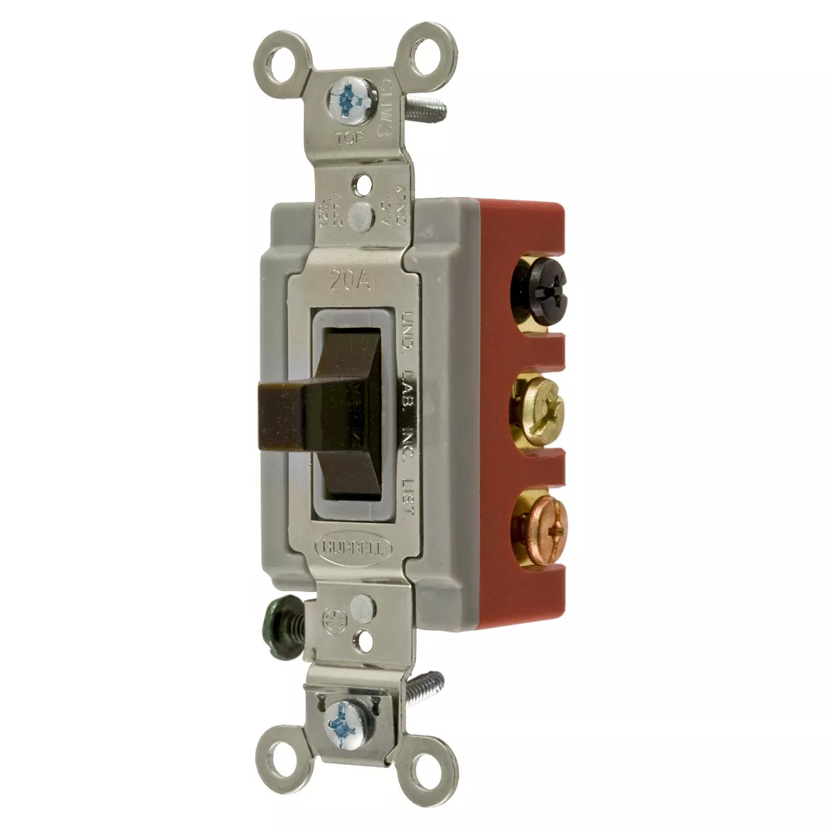 Hubbell HBL1386 20A 120/277V 2Cir DP Brown Toggle Switch - Maintained Contact