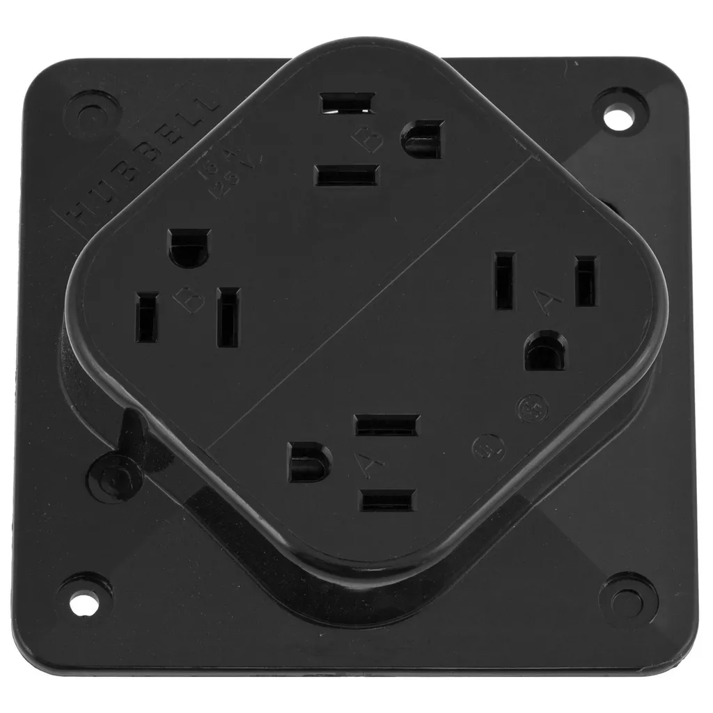 Hubbell HBL415BK4-PLEX Receptacle, 15A 125V, 5-15R, BK