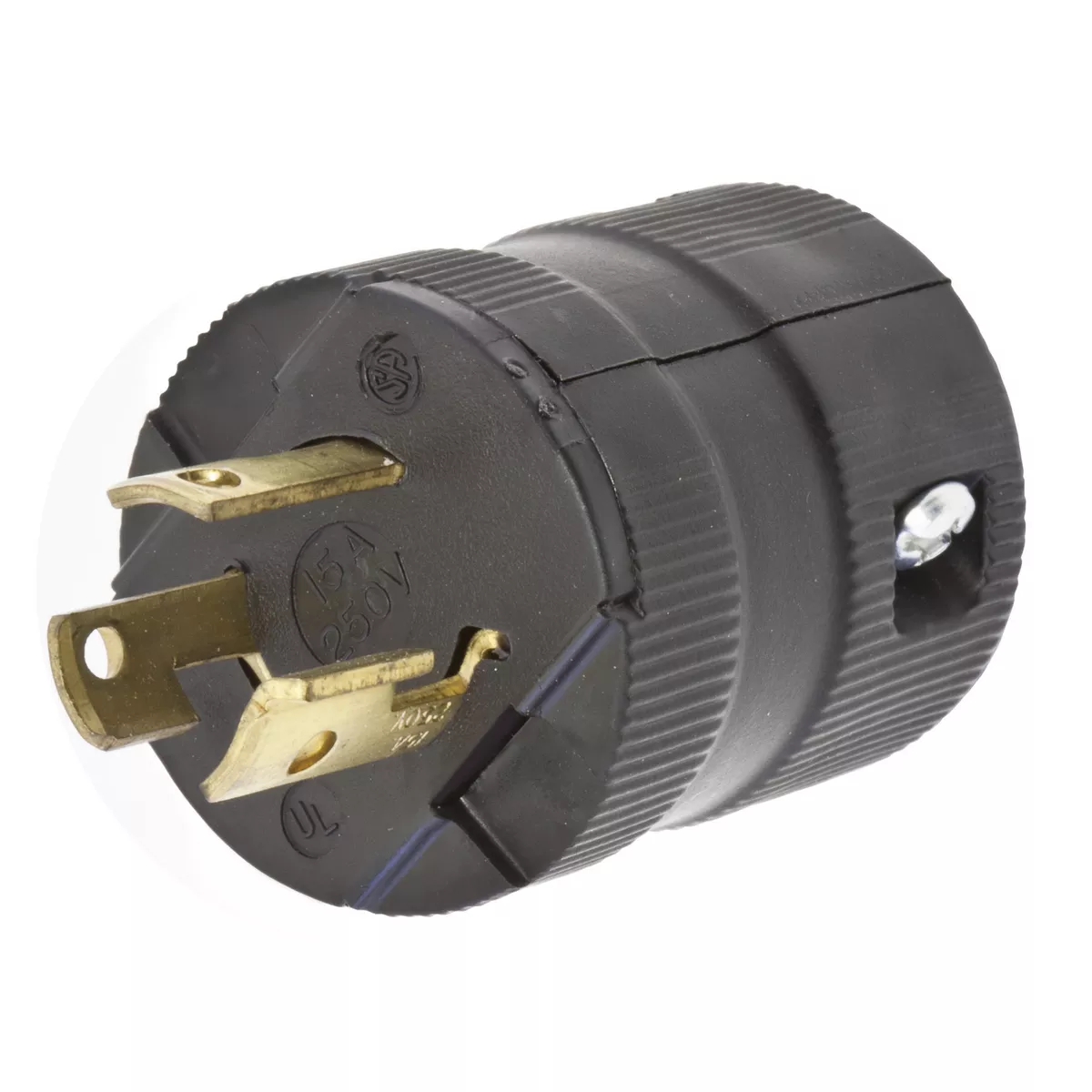 Hubbell HBL4573VBK Locking VAL Plug, 15A 250V, L6-15P, BK