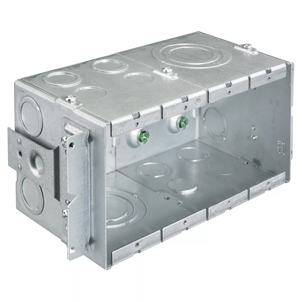 Hubbell HBL987 Wall Boxes, Data Box, Gangable, 4- Gang, 4" Depth, 2" KOs