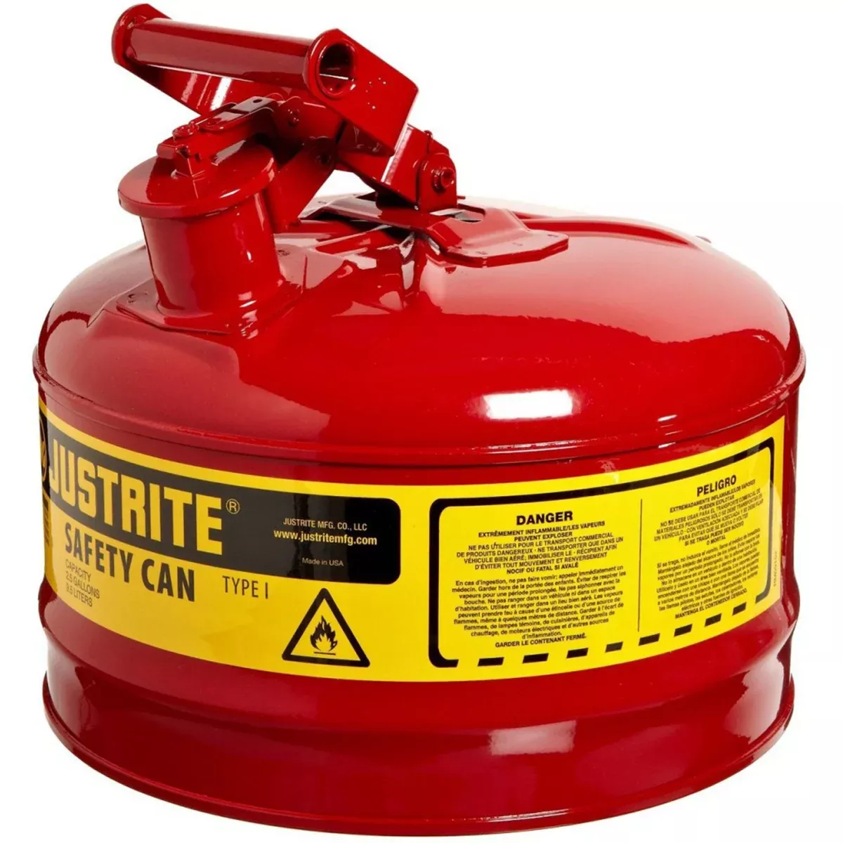 Justrite7125100 2.5 Gallon Red Saftey GasCan