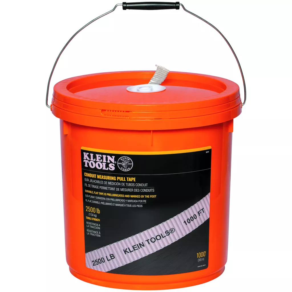 Klein 50141 Conduit Measuring Pull Tape, 1000ft Bucket, 2500b Tensile Strength