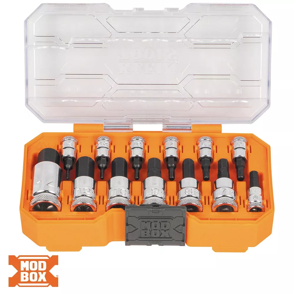 Klein Tools 65213HEXM Knurled Hex Bit Socket Set, Metric, 13-Piece