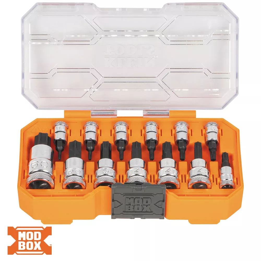 Klein Tools 65213TX Knurled TORX Bit Socket Set, 13-Piece