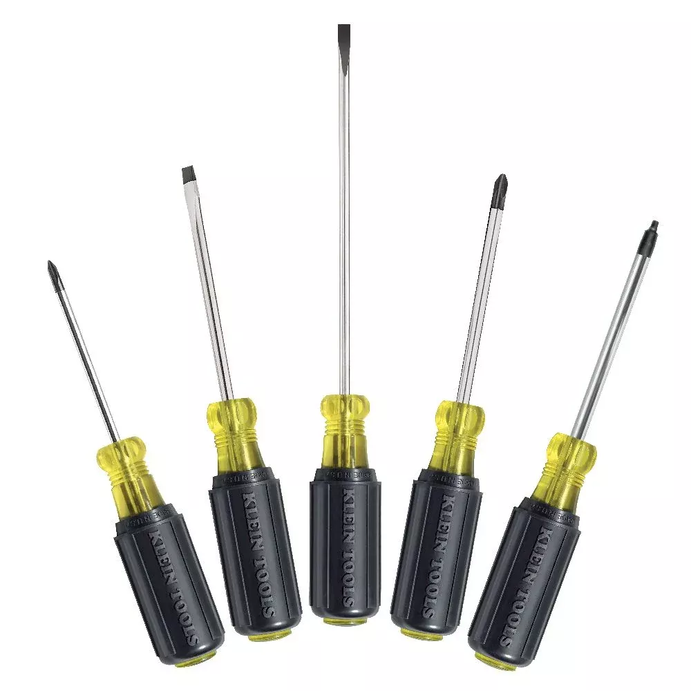Klein Tools 85445 Screwdriver Set, Slotted, Phillips and Square, 5-Piece