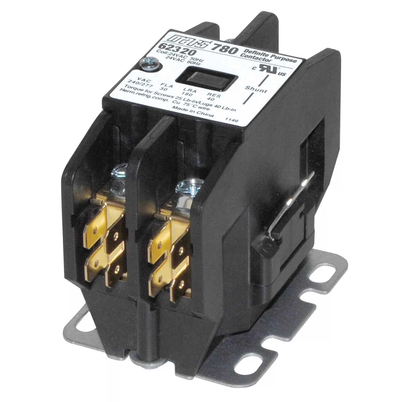 Mars 62320 1-1/2 Pole 30 Amp Definite Purpose Contactor, 24V Coil, A2L Compliant