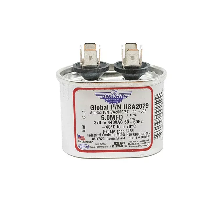 MARS USA2029 AmRad 5 MFD 370/440V Oval Motor Run Capacitor