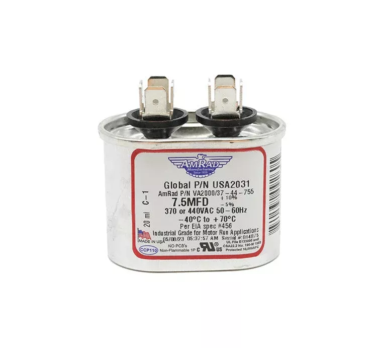 MARS USA2031 AmRad 7.5 MFD 370/440V Oval Motor Run Capacitor