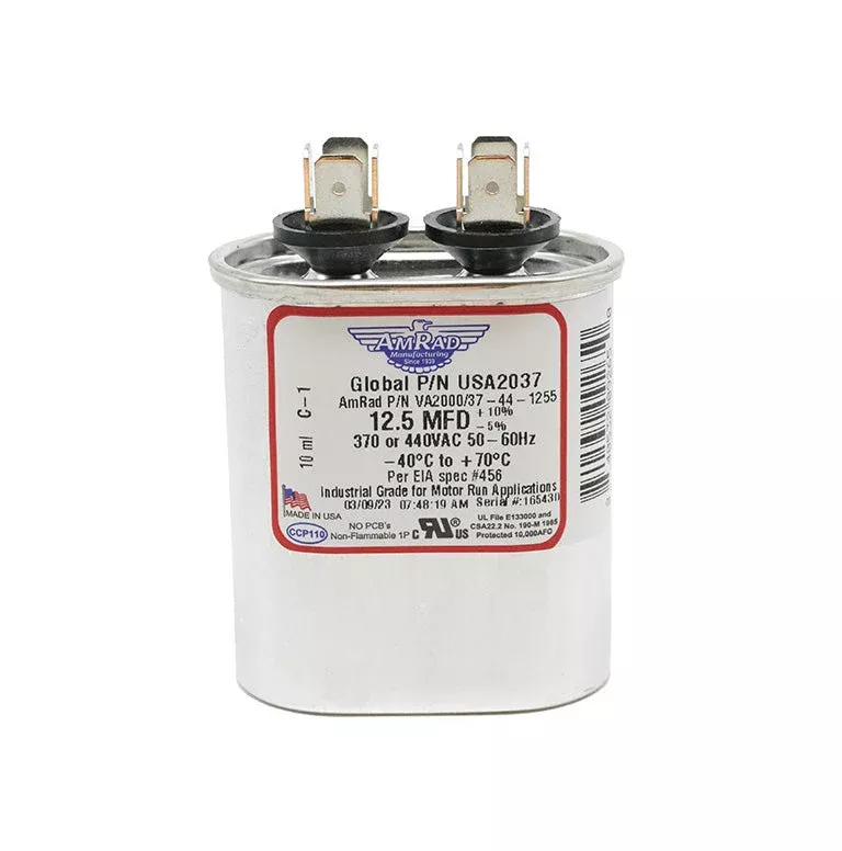 MARS USA2037 AmRad 12.5 MFD 370/440V Oval Motor Run Capacitor