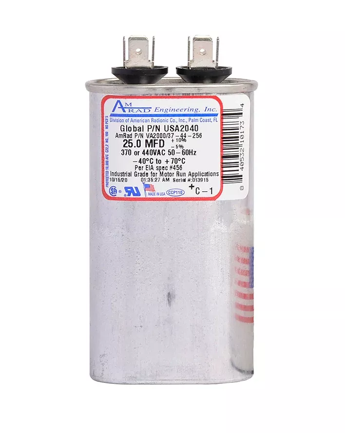MARS USA2040 AmRad 25 MFD 370/440V Oval Motor Run Capacitor