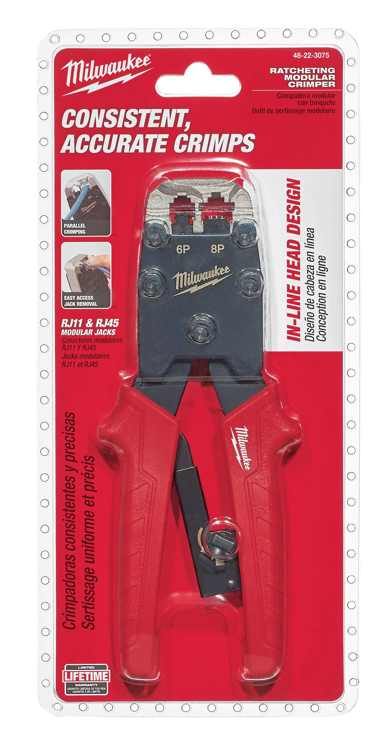 Milwaukee 48-22-3075 Modular Crimper, Ratcheting, Phone, Data