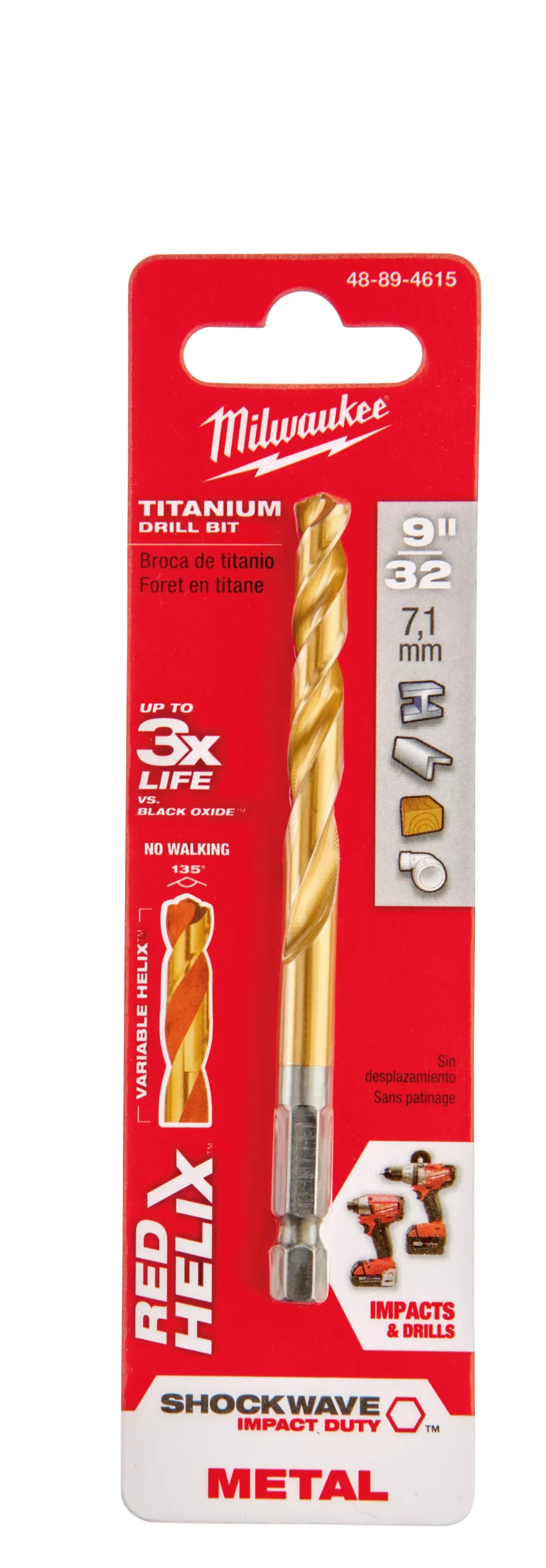 Milwaukee 48-89-4615 9/32" SHOCKWAVE™ Impact Duty Titanium Drill Bit