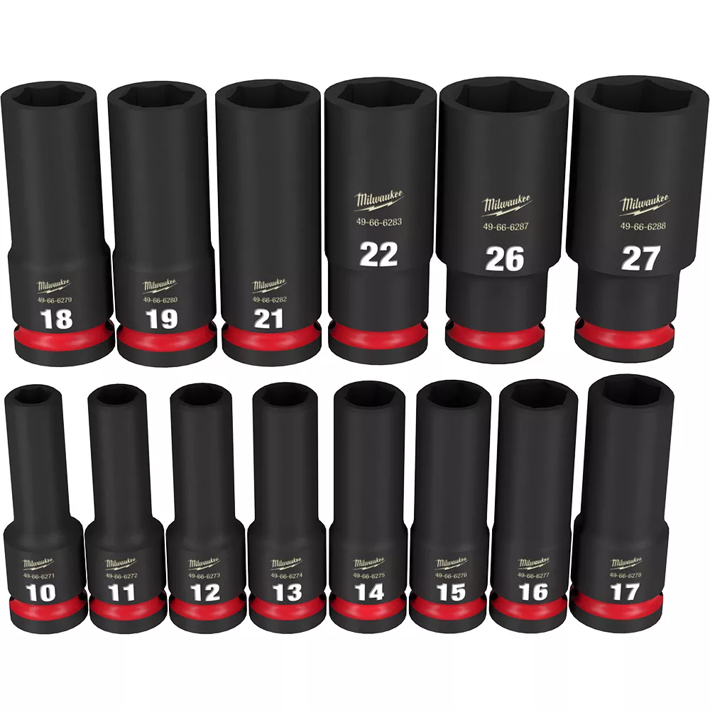 Milwaukee 49-66-7014 14pc SHOCKWAVE™ Impact Duty 1/2" Drive Metric Deep 6-Point Socket Set